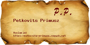 Petkovits Primusz névjegykártya